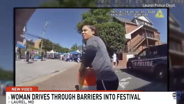 Woman driver tears police tape